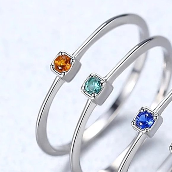 925 Silver Amber Cz Thin Ring Size 7-NWT - Picture 9 of 12